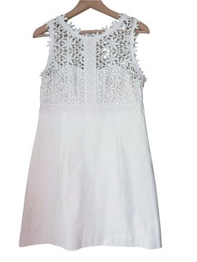 Lilly Pulitzer Breakers Resort White Mini Dress Size 8 Lace Top Sleeveless Shift